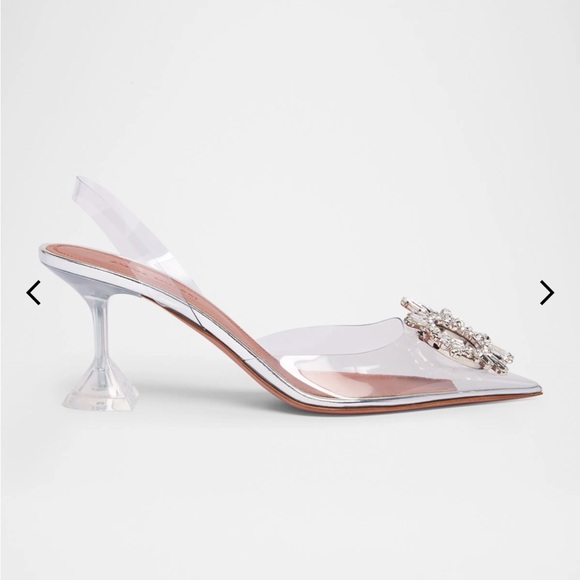 Amina Muaddi Transparent and Silver Embellished Heels - Picture 7 of 12